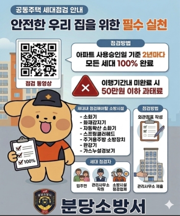 분당소방서, 공동주택 세대별 소방시설 점검 의무화 집중 홍보