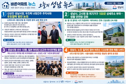 [오늘의 성남 뉴스] 2026년 9월 11일(금) "글로벌 교류부터 취약계층 안전망까지… 활력 더하는 성남시정"