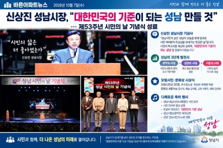 신상진 성남시장, "대한민국의 기준이 되는 성남 만들 것"… 제53주년 시민의 날 기념식 성료